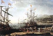 Claude Lorrain Marine with the Trojans Burning their Boats dfg oil on canvas